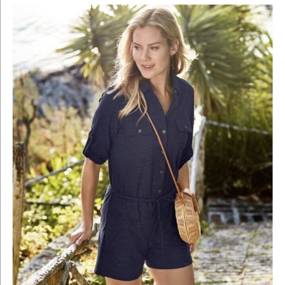 J.McLaughlin Westport Radio Waves Jaquard Shorts Romper-M